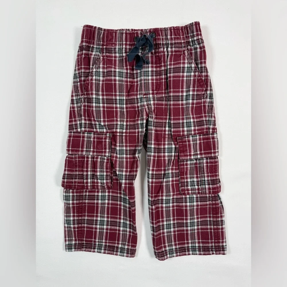 GYMBOREE Baby Boys' Tartan Plaid Cargo‎ Elastic Waistband Pants Holiday 12-18M